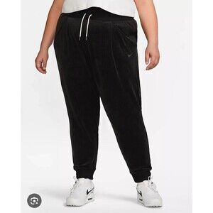 NEW Black Grey Nike Velour High‎ Waisted Joggers Womens XXL Dv7820
